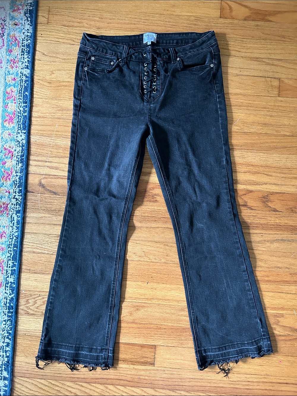 Black Lace-Up Waist Women’s Jeans